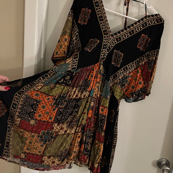 SHEIN Black and Multicolor Patterned Mini Dress - Picture 2 of 2